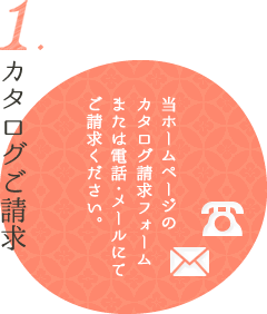 カタログご請求 当ホームページのカタログ請求フォームまたは電話・メールにてご請求下さい